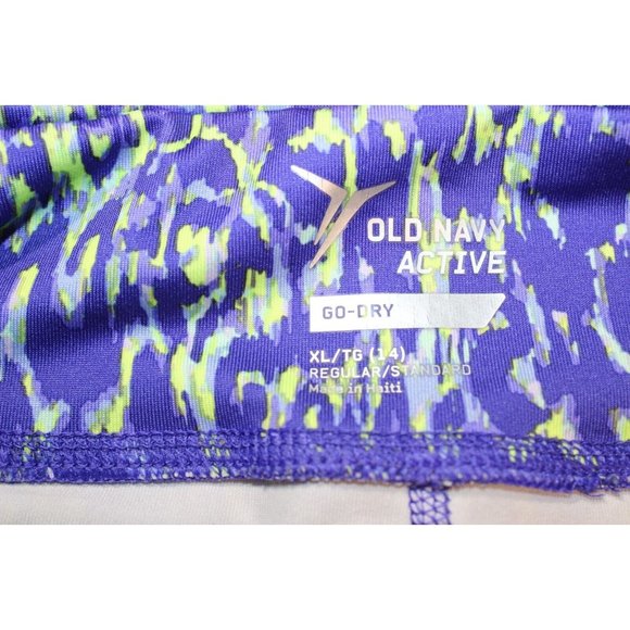 Girls Old Navy Active Go-Dry Cropped Capri Leggings XL 14 Purple Leopard Print - Picture 4 of 6